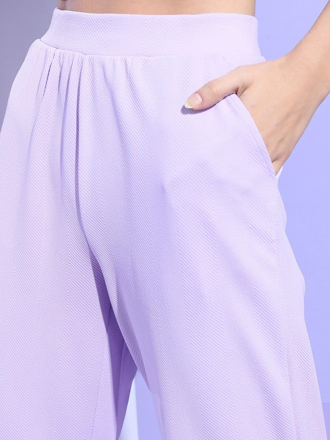 Tokyo Talkies Women Top With Trousers Clothing Set - Lavender - Image 4