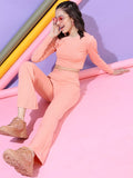 Tokyo Talkies Women Top With Trousers Clothing Set - Coral - Image 1