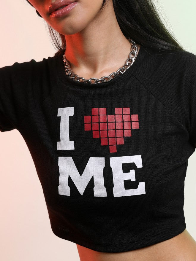 Tokyo Talkies Women Black Printed Regular Top - Black - Image 5