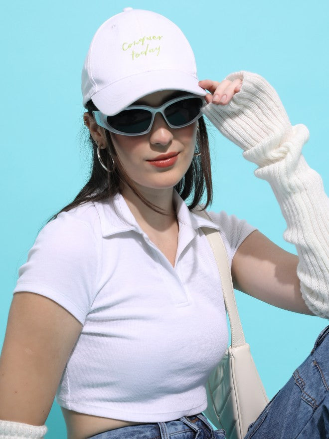 Tokyo Talkies Women White Solid Fitted Top - White - Image 1