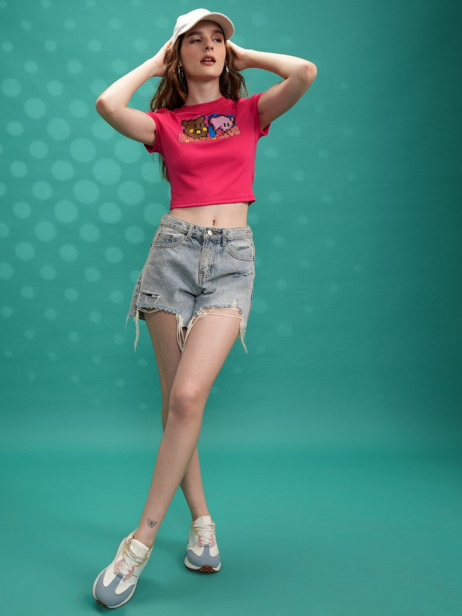 Tokyo Talkies Women Pink Printed Regular Top - Pink - Image 2