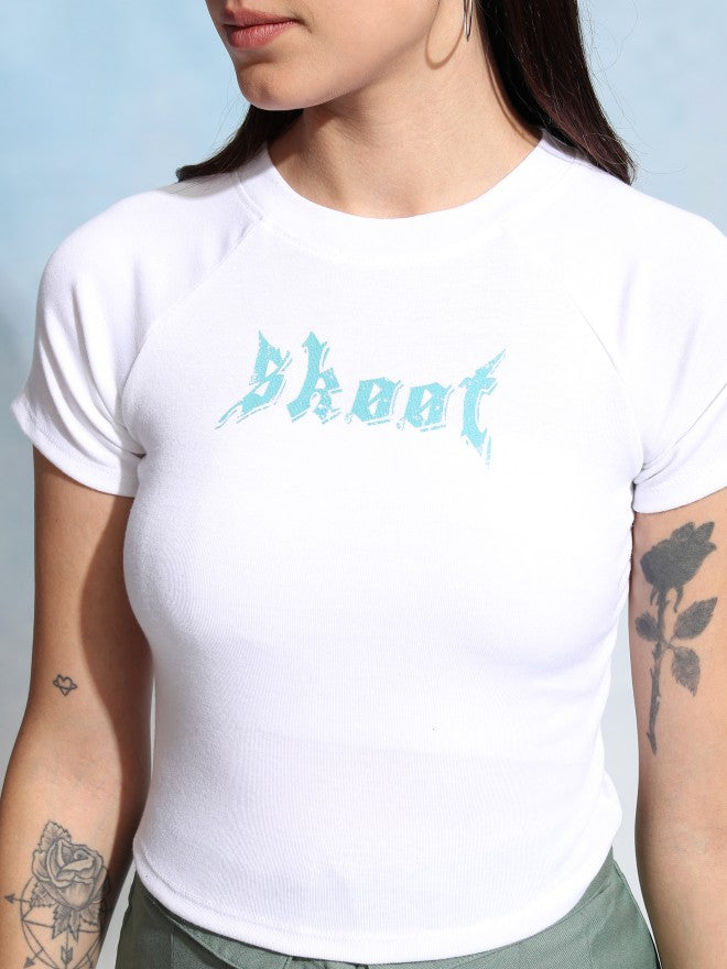 Tokyo Talkies Women White Printed Fitted Top - White - Image 5