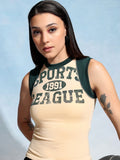Tokyo Talkies Women Beige Printed Fitted Top - Beige - Image 1