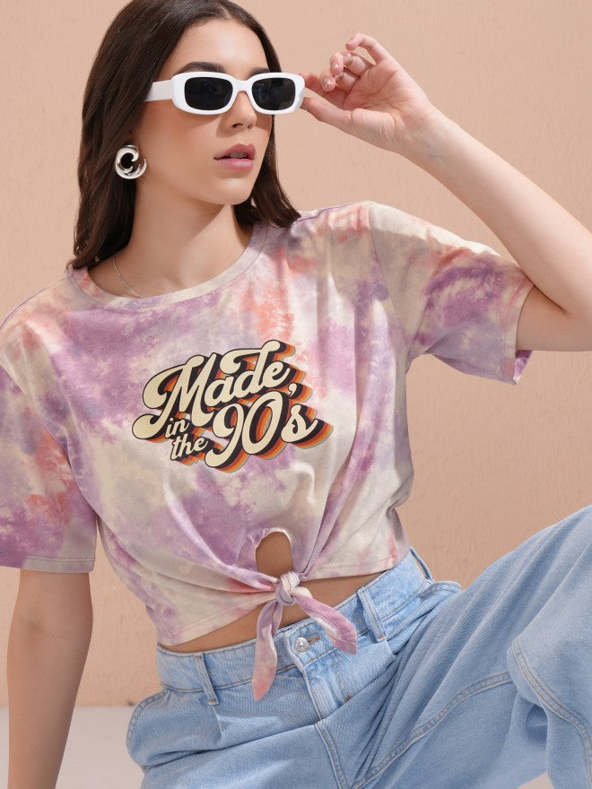 Tokyo Talkies Women Purple Printed Regular Top - Purple - Image 1