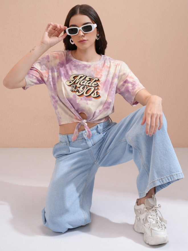 Tokyo Talkies Women Purple Printed Regular Top - Purple - Image 2