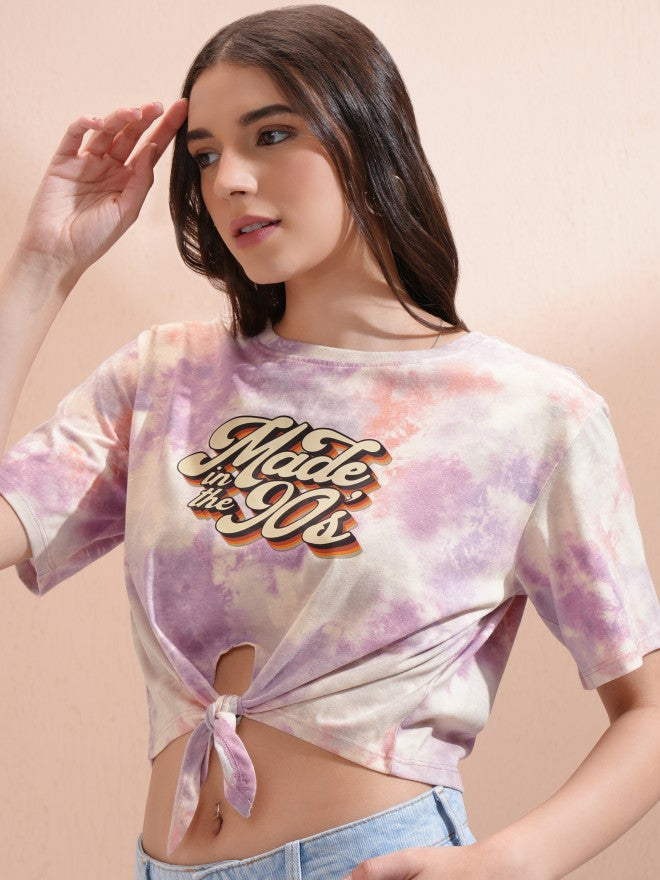 Tokyo Talkies Women Purple Printed Regular Top - Purple - Image 4