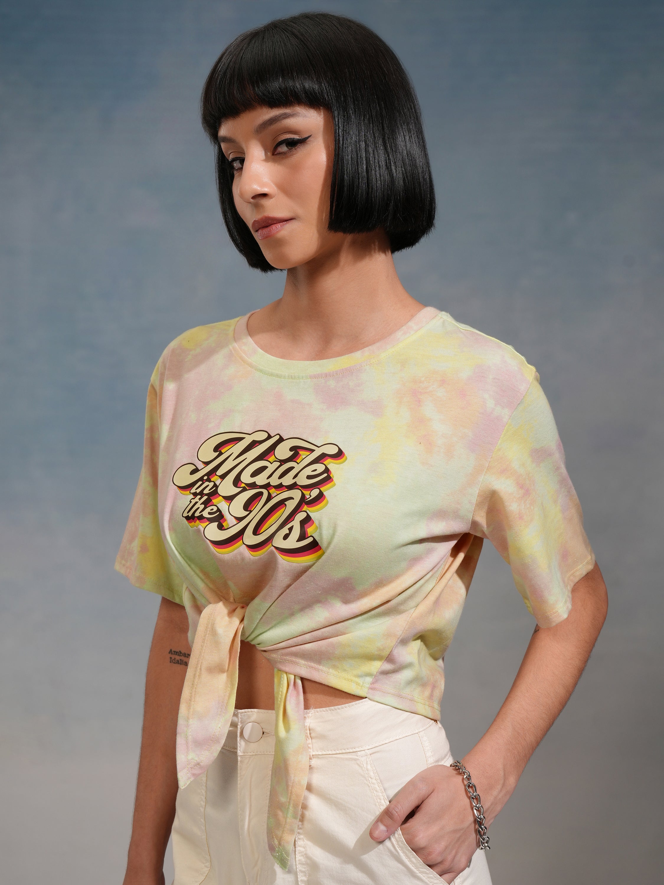 Tokyo Talkies Women Yellow Printed Regular Top - Yellow - Image 4