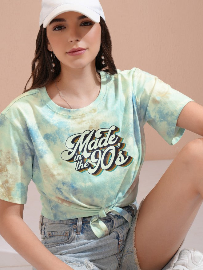 Tokyo Talkies Women Green Printed Regular Top - Green - Image 1