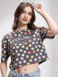 Tokyo Talkies Women Black Printed Regular Top - Black - Image 1