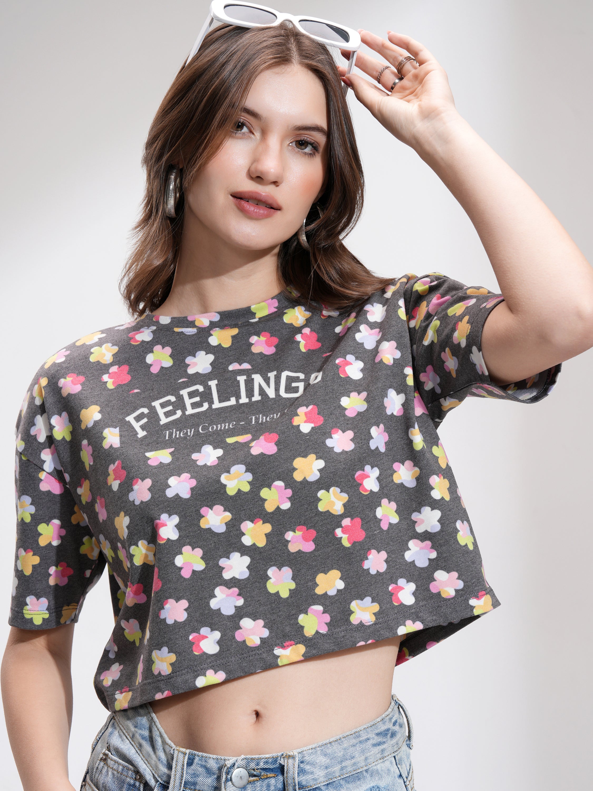 Tokyo Talkies Women Black Printed Regular Top - Black - Image 1