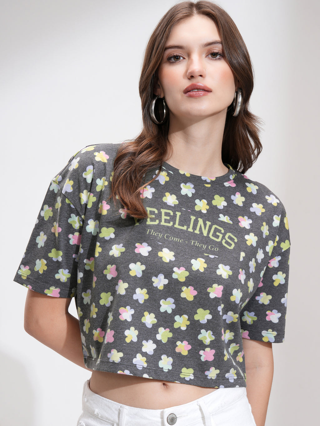 Tokyo Talkies Women Navy Blue Printed Regular Top - Navy Blue - Image 1