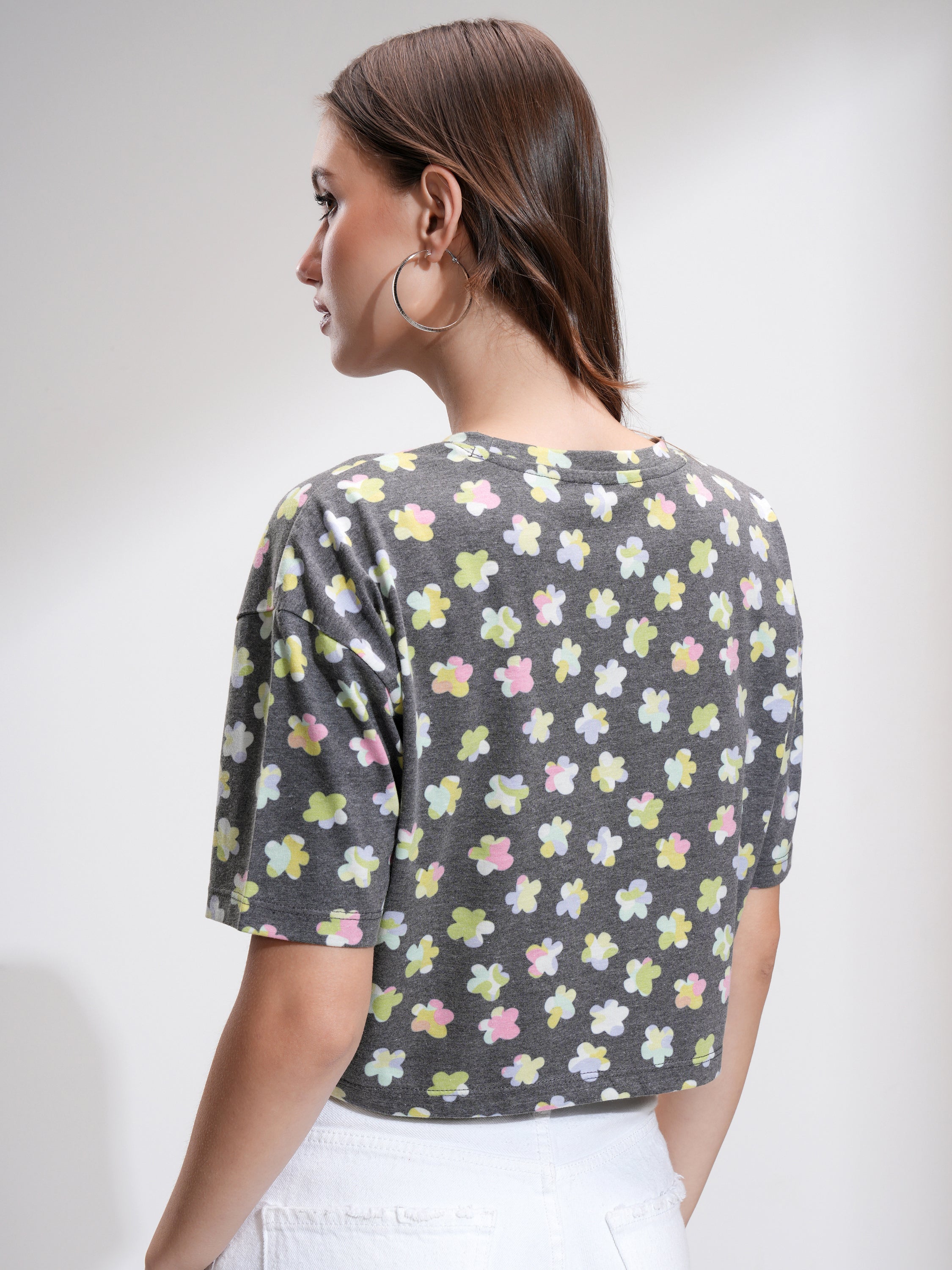 Tokyo Talkies Women Navy Blue Printed Regular Top - Navy Blue - Image 3