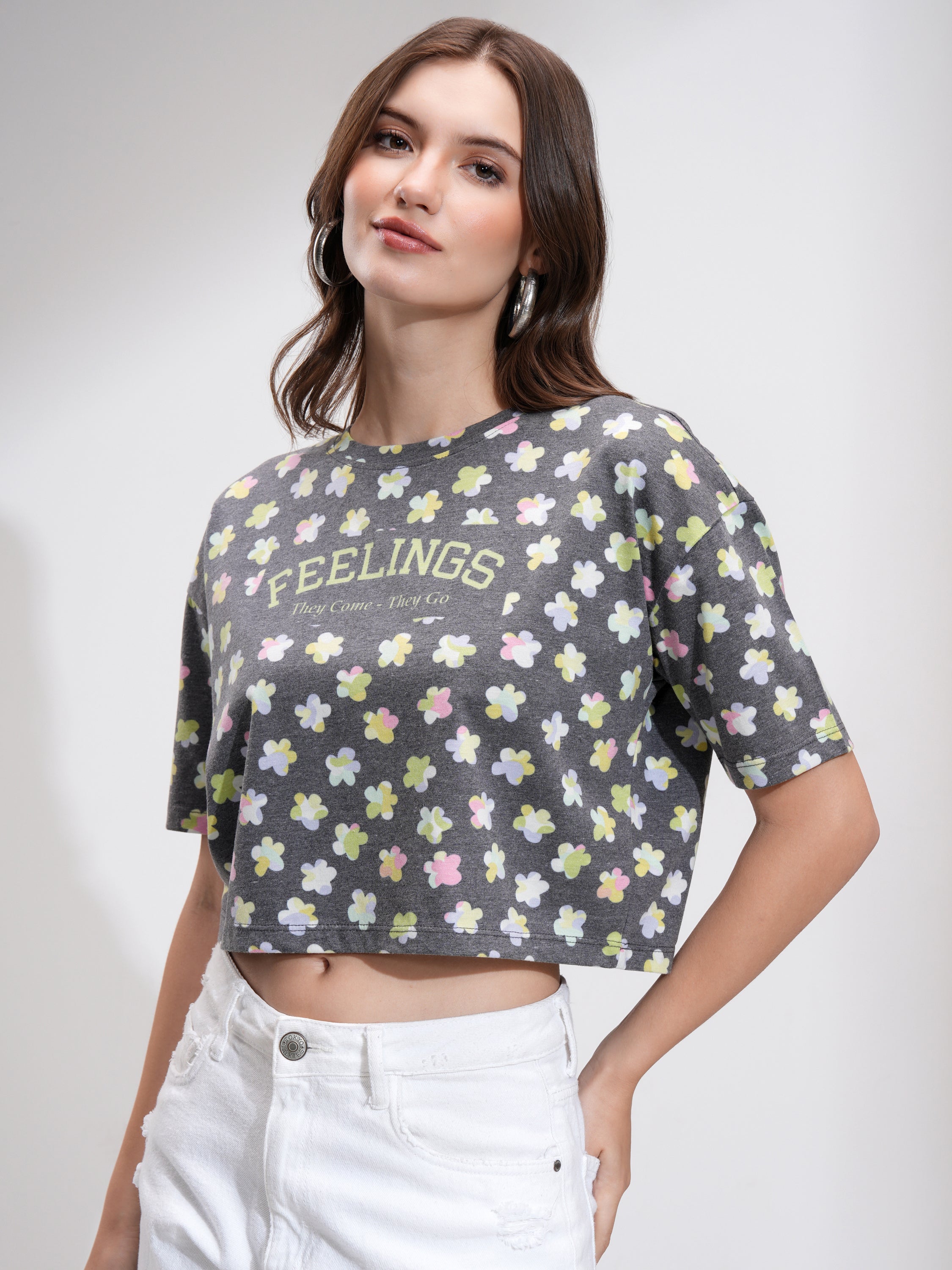 Tokyo Talkies Women Navy Blue Printed Regular Top - Navy Blue - Image 4