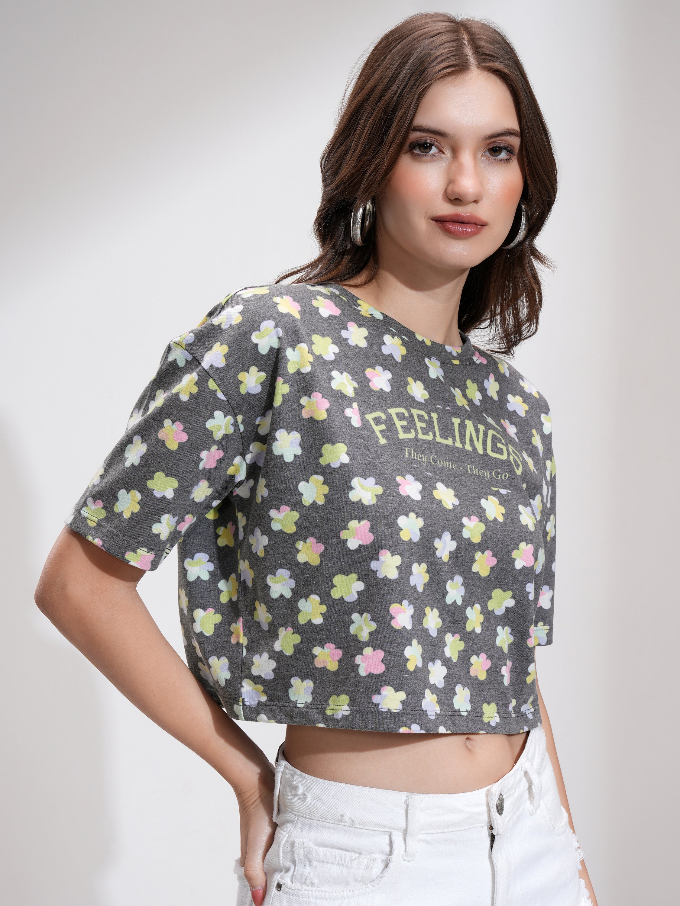 Tokyo Talkies Women Navy Blue Printed Regular Top - Navy Blue - Image 6
