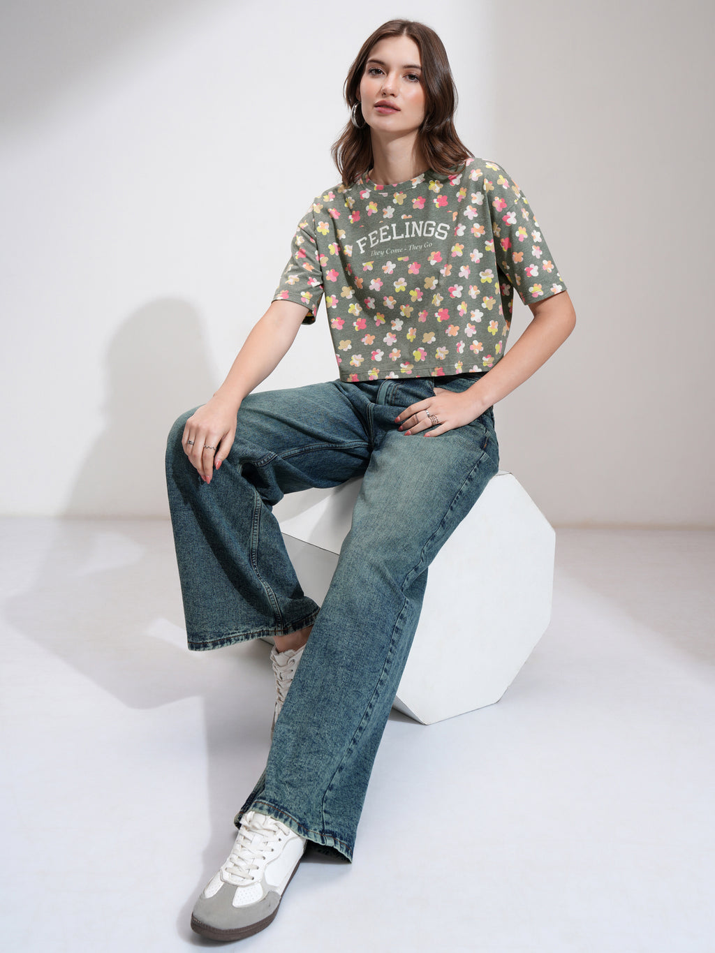 Tokyo Talkies Women Green Printed Regular Top - Green - Image 2