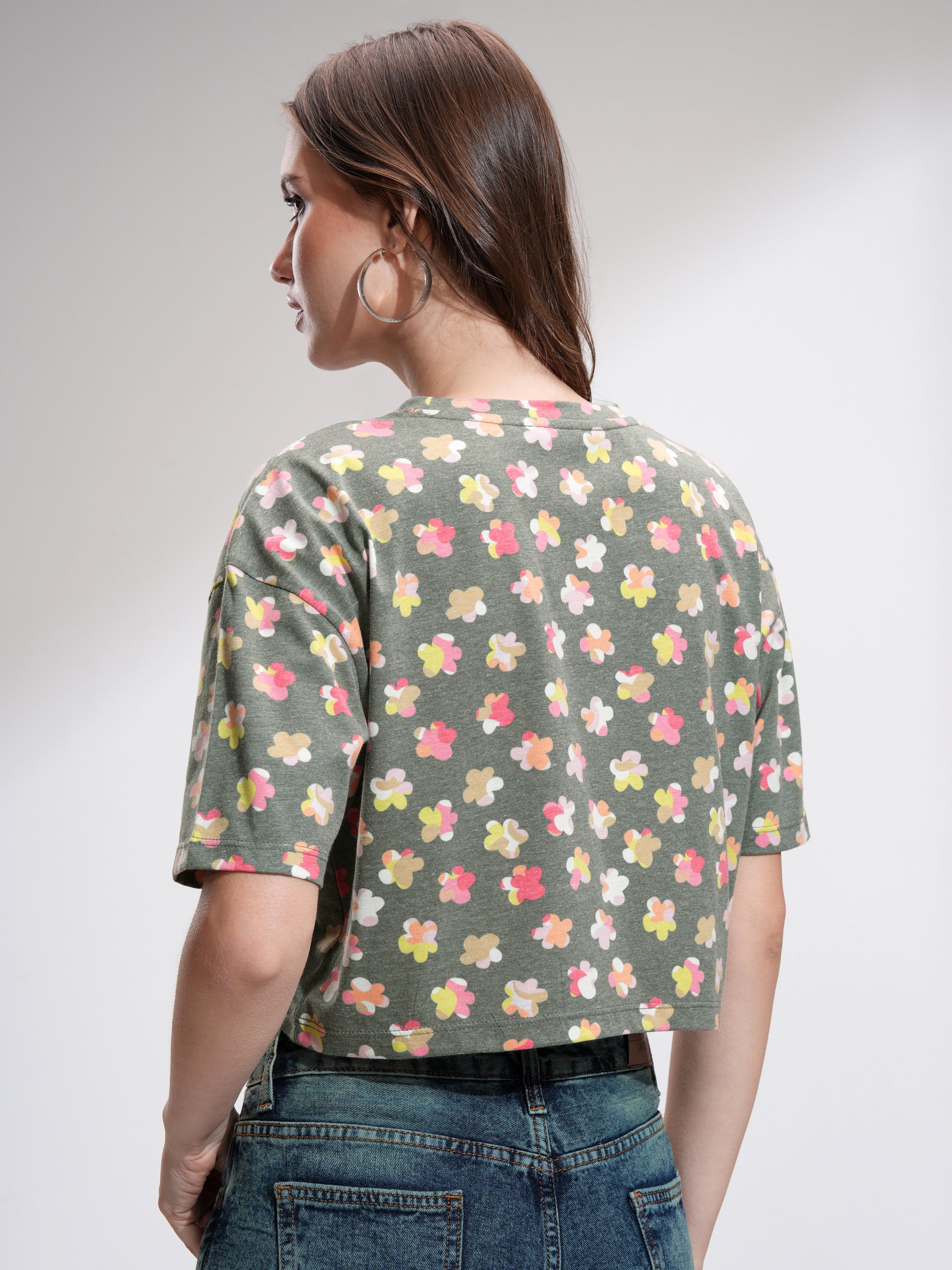Tokyo Talkies Women Green Printed Regular Top - Green - Image 3