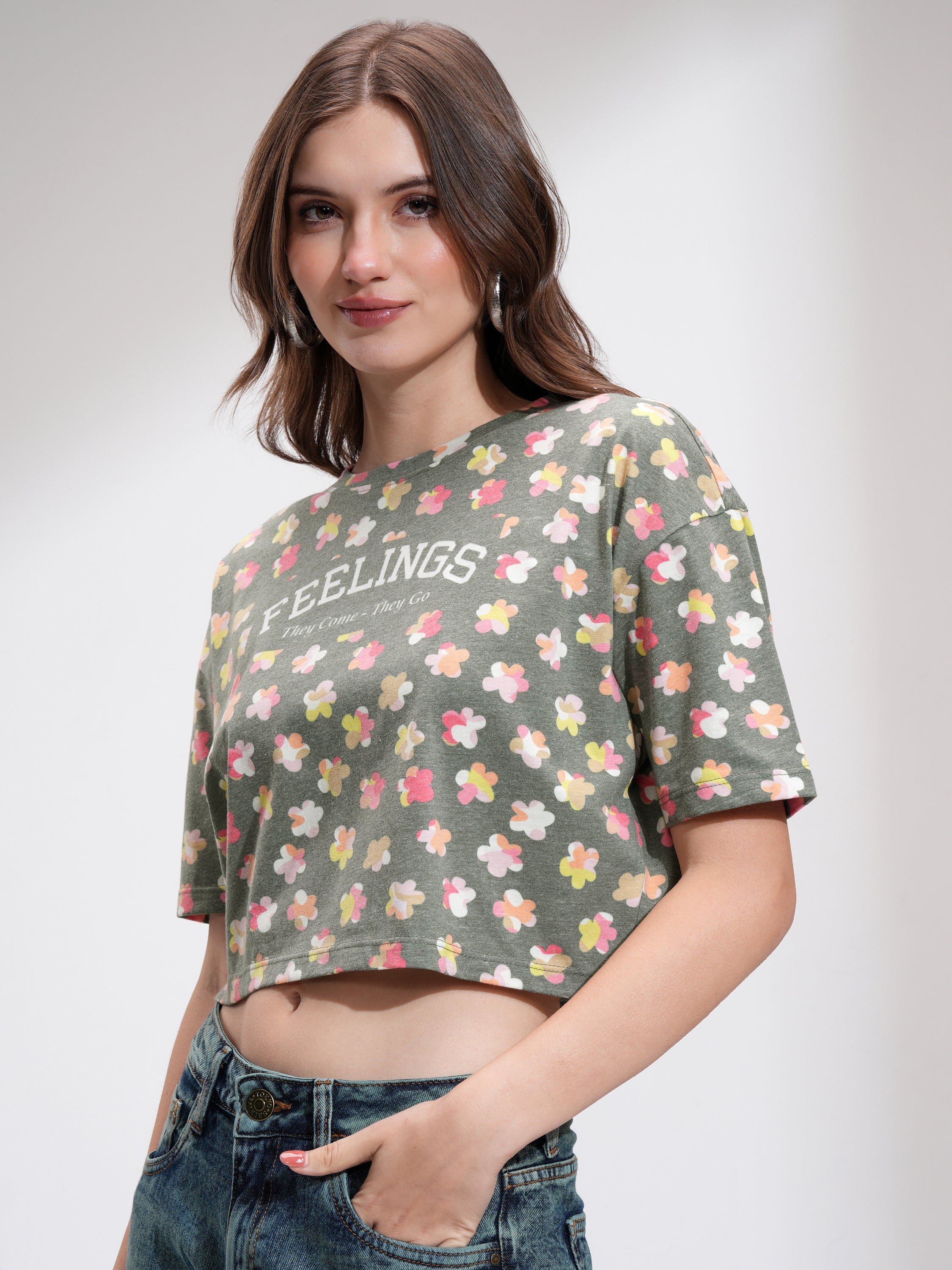Tokyo Talkies Women Green Printed Regular Top - Green - Image 4