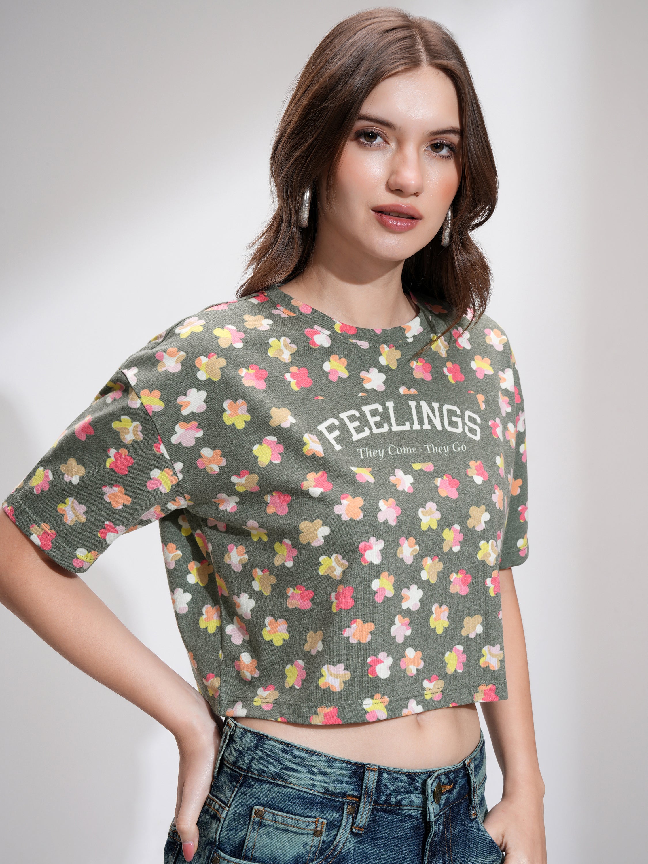 Tokyo Talkies Women Green Printed Regular Top - Green - Image 6