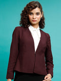 Tokyo Talkies Women Maroon Single-Breasted Blazer - Maroon - Image 1