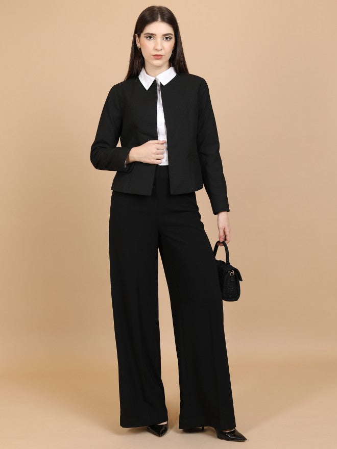 Tokyo Talkies Women Black Solid Single-Breasted Blazer - Black - Image 2