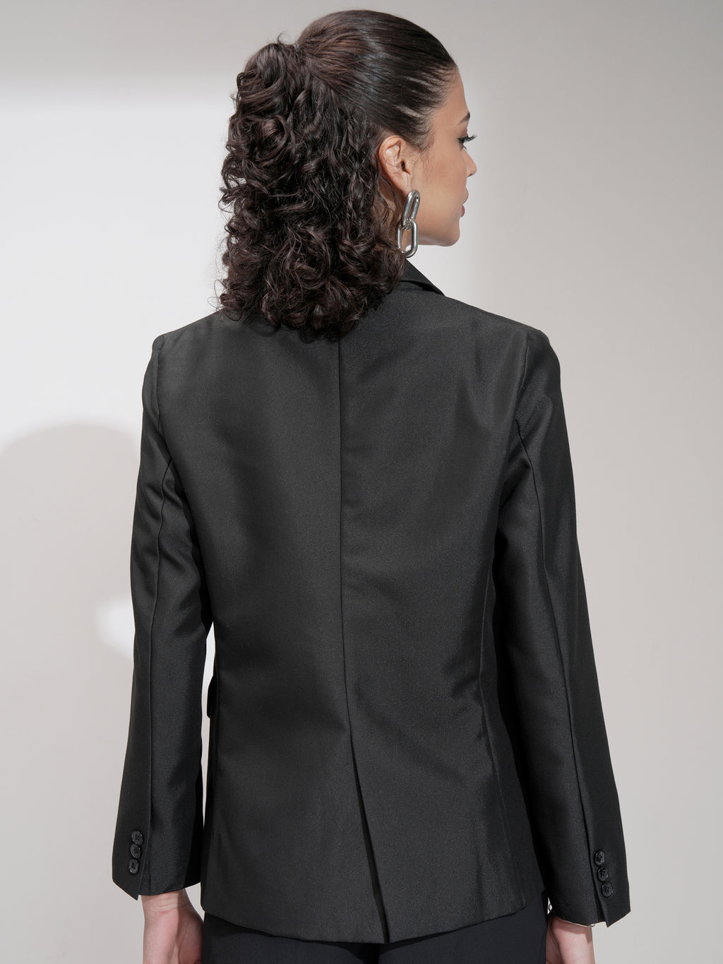 Tokyo Talkies Women Black Single-Breasted Blazer - Black - Image 3