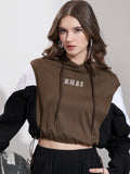 Tokyo Talkies Women Brown Printed Pullover Hood Sweatshirt - Brown - Image 1