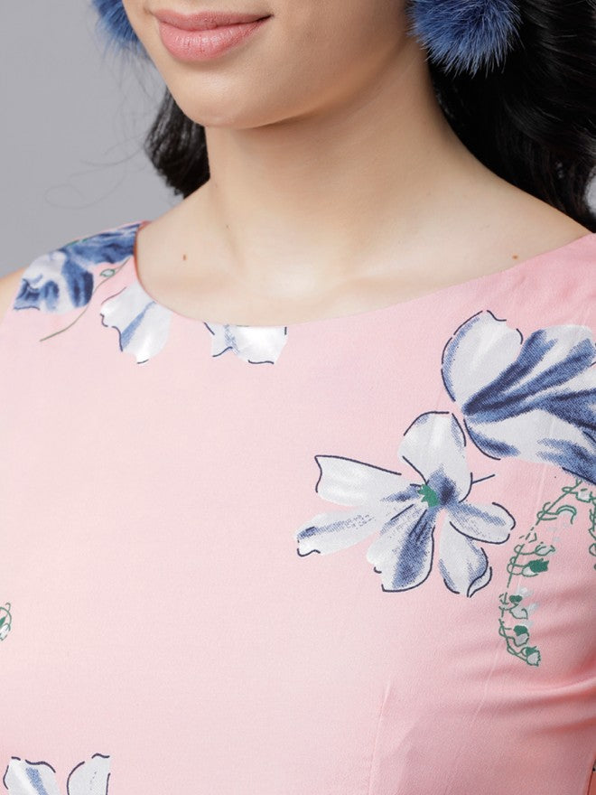 Women Pink Printed Fit & Flare Dress - Pink - Image 5