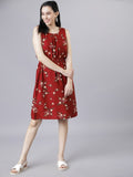 Tokyo Talkies Women Women Rust Printed Fit & Flare Dress - Terracotta - Image 1