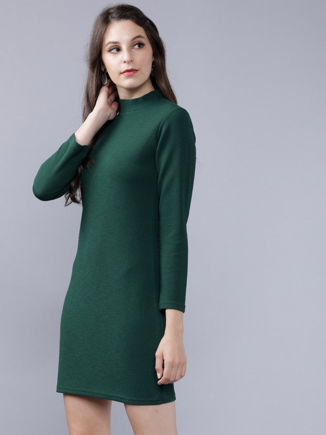 Women Green Solid Straight Bodycon Dress - Green - Image 2