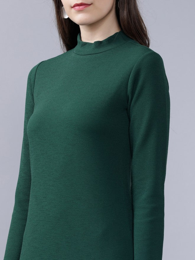 Women Green Solid Straight Bodycon Dress - Green - Image 4