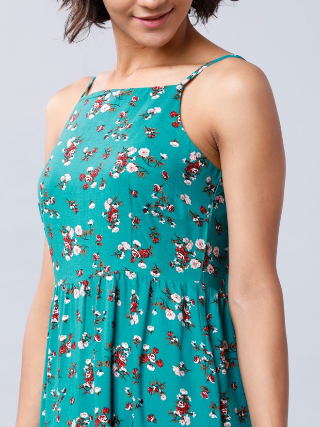 Women Blue Printed Fit & Flare Dress - Blue - Image 4