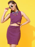 Tokyo Talkies Women Purple Solid Bodycon Dress - Purple - Image 1