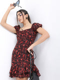 Tokyo Talkies Women Black Printed Mini Dress - Black - Image 1