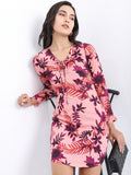 Tokyo Talkies Women Maroon Printed Mini Dress - Maroon - Image 1