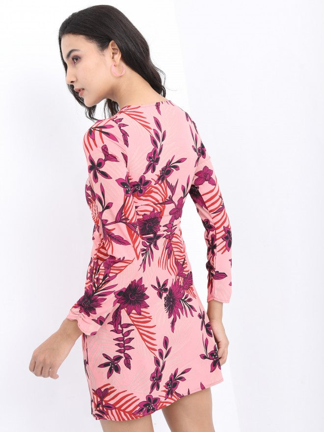 Tokyo Talkies Women Maroon Printed Mini Dress - Maroon - Image 3