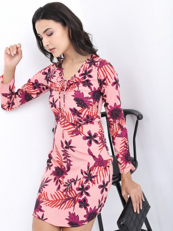 Tokyo Talkies Women Maroon Printed Mini Dress - Maroon - Image 4
