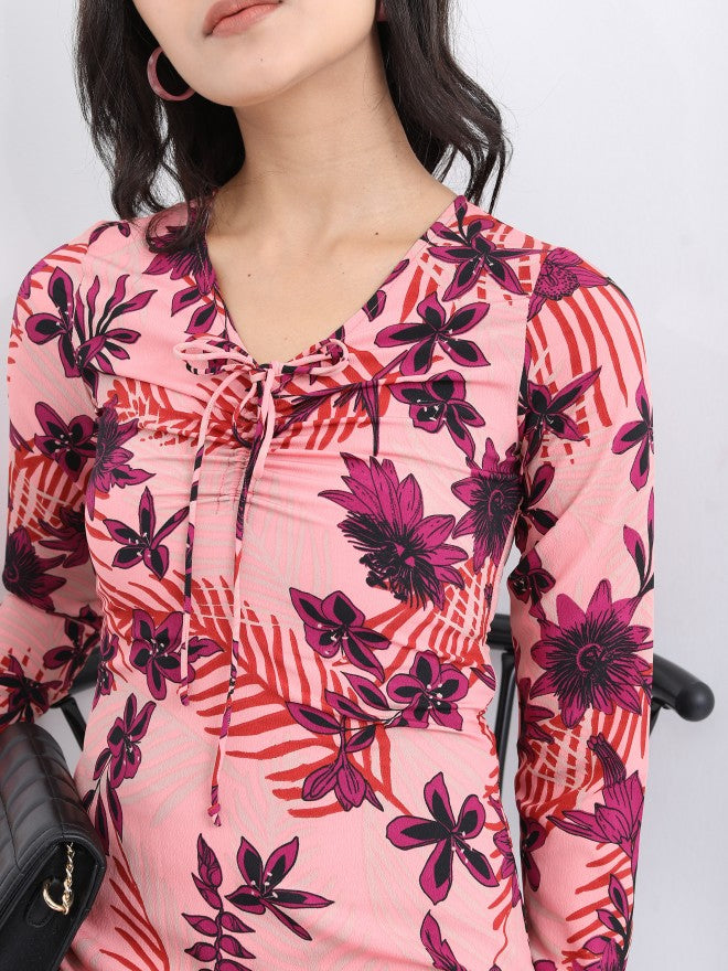 Tokyo Talkies Women Maroon Printed Mini Dress - Maroon - Image 5