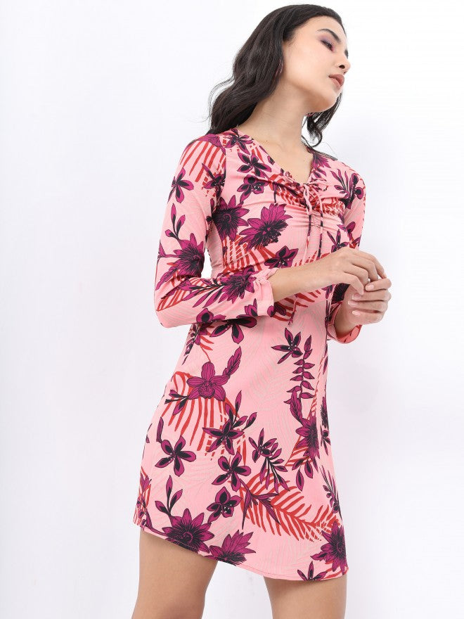 Tokyo Talkies Women Maroon Printed Mini Dress - Maroon - Image 6