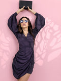 Tokyo Talkies Women Black Printed Wrap Dress - Black - Image 1