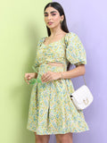 Tokyo Talkies Women Blue Printed Fit And Flare Dress - Blue - Image 1