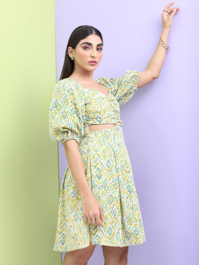 Tokyo Talkies Women Blue Printed Fit And Flare Dress - Blue - Image 6