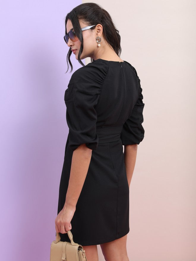 Tokyo Talkies Women Black Solid A-Line Dress - Black - Image 3