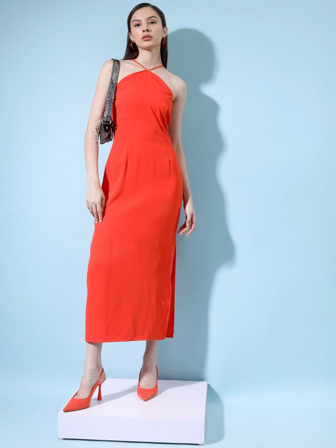 Tokyo Talkies Women Red Solid A-Line Dress - Red - Image 1