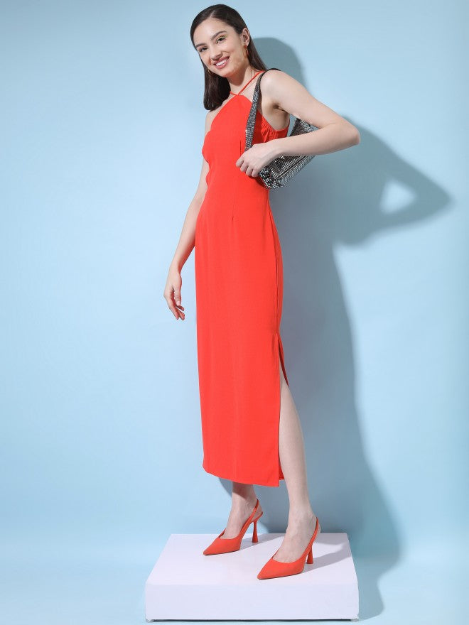Tokyo Talkies Women Red Solid A-Line Dress - Red - Image 2