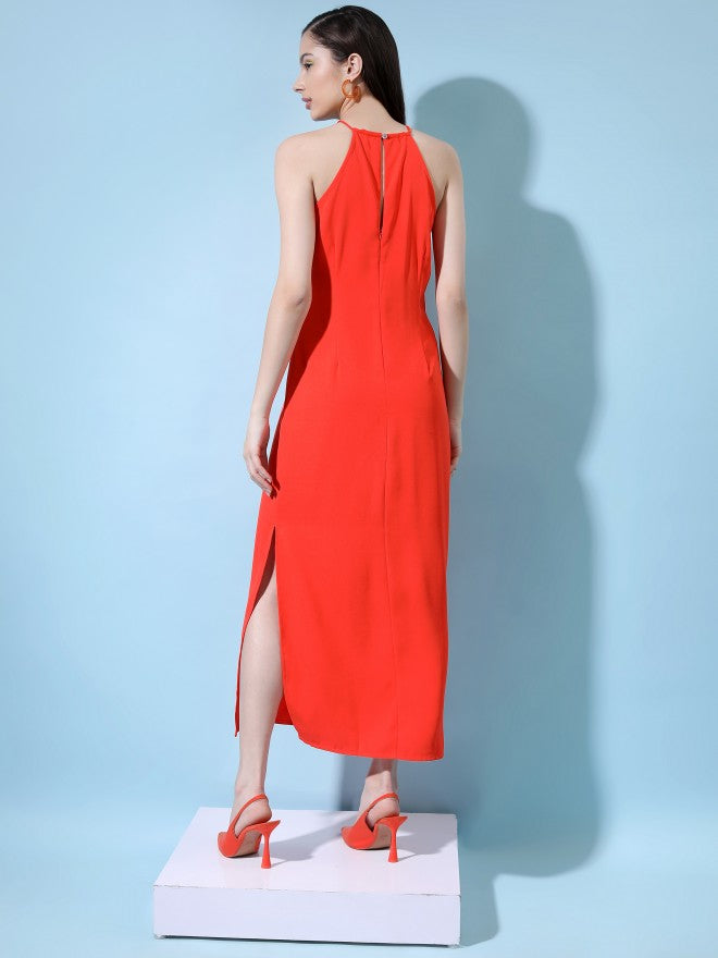 Tokyo Talkies Women Red Solid A-Line Dress - Red - Image 3