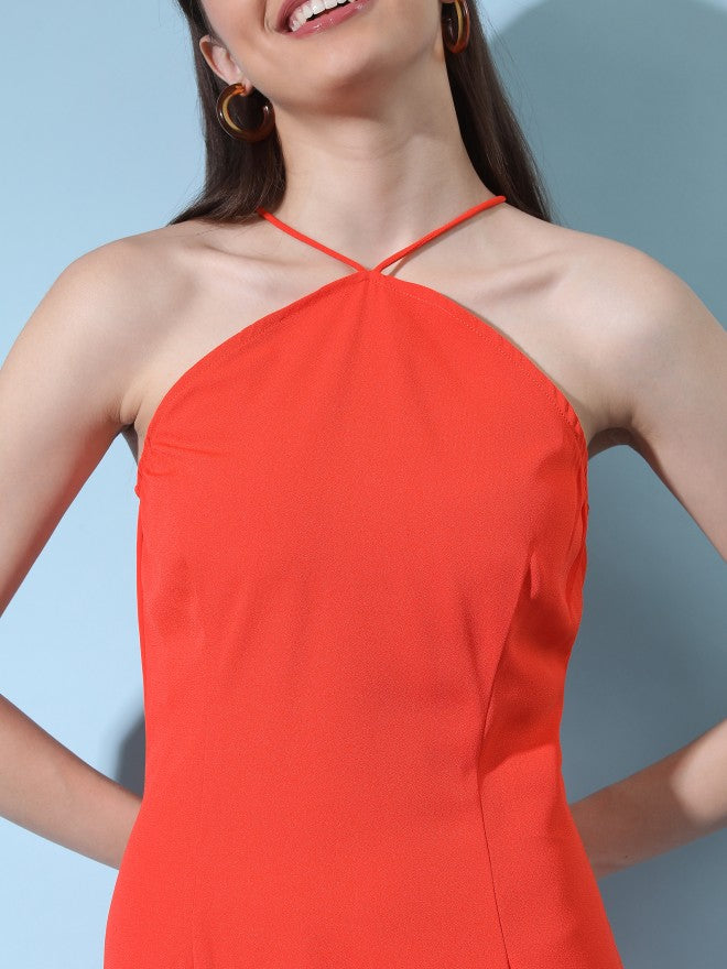 Tokyo Talkies Women Red Solid A-Line Dress - Red - Image 4