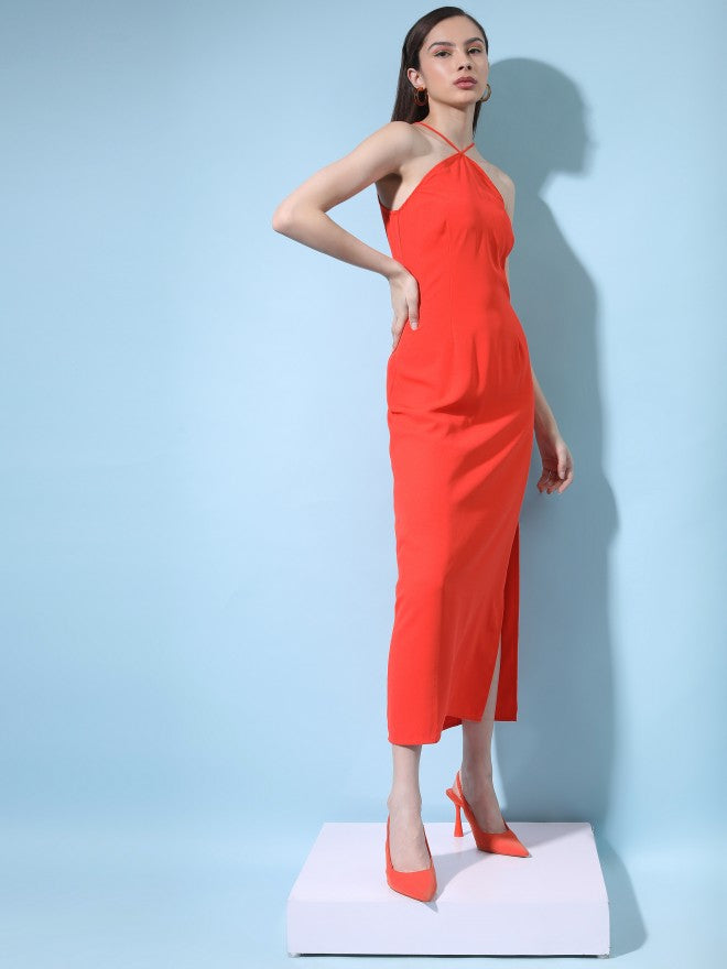 Tokyo Talkies Women Red Solid A-Line Dress - Red - Image 5