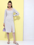 Tokyo Talkies Women Lilac Solid Midi Dress - Purple - Image 1