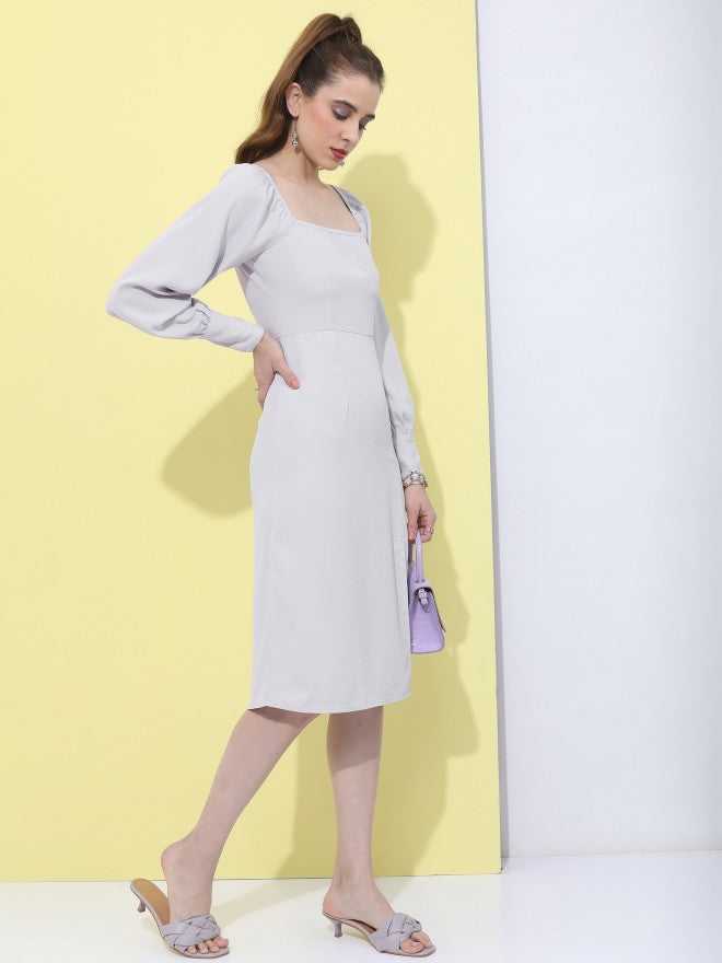 Tokyo Talkies Women Lilac Solid Midi Dress - Purple - Image 6