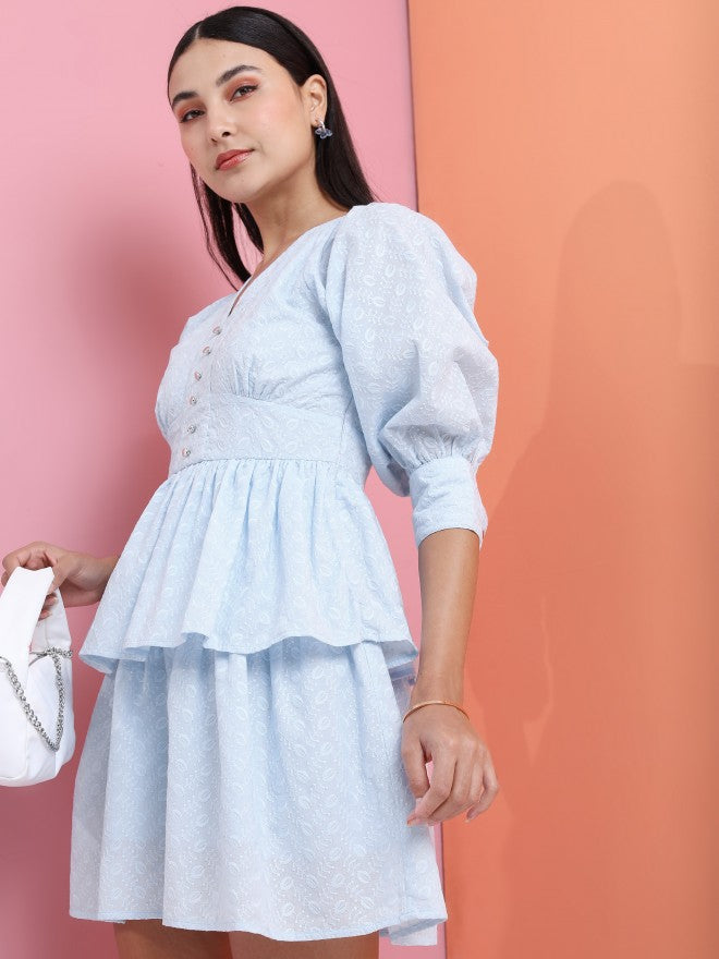 Tokyo Talkies Women Blue Short Tired Dress - Blue - Image 4